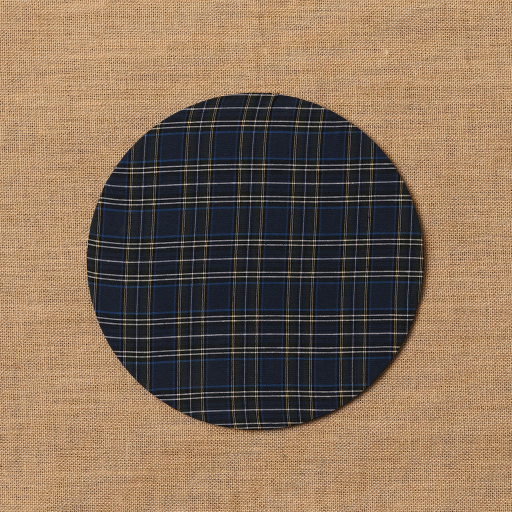 Funda bajo plato Escocés azul + Base de madera