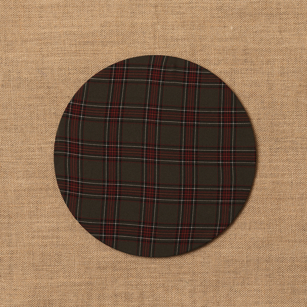 Funda bajo plato Escocés verde carruaje + Base de madera