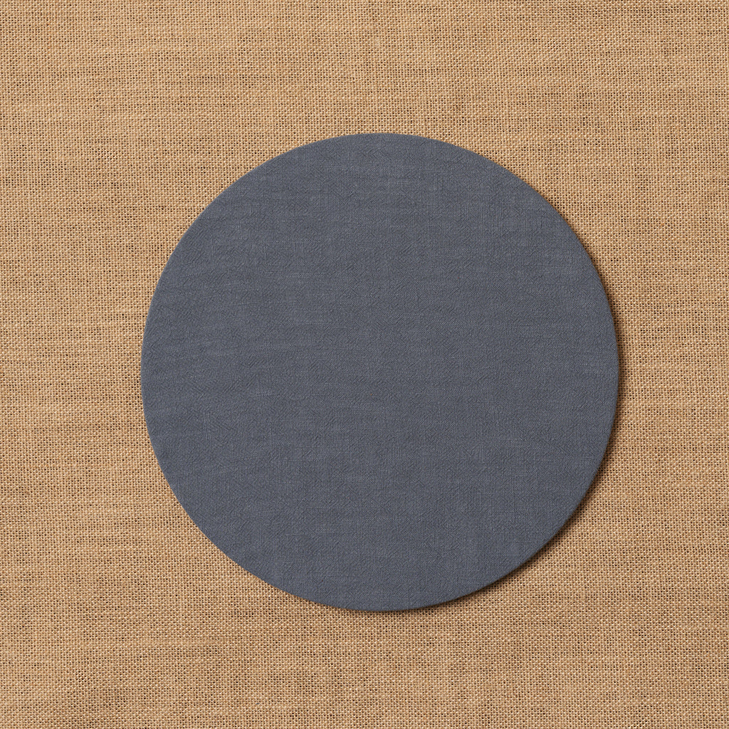 Funda bajo plato Lino mezclado azul + Base de madera