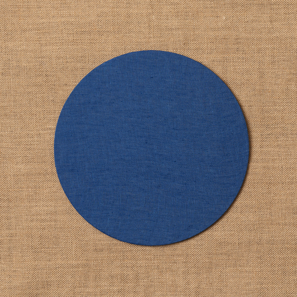 Funda bajo plato Lino azulón + Base de madera