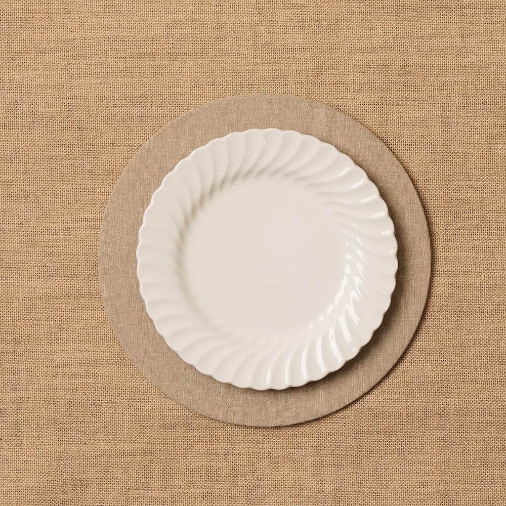 Funda bajo plato 100% Lino Natural-beige + Base de madera
