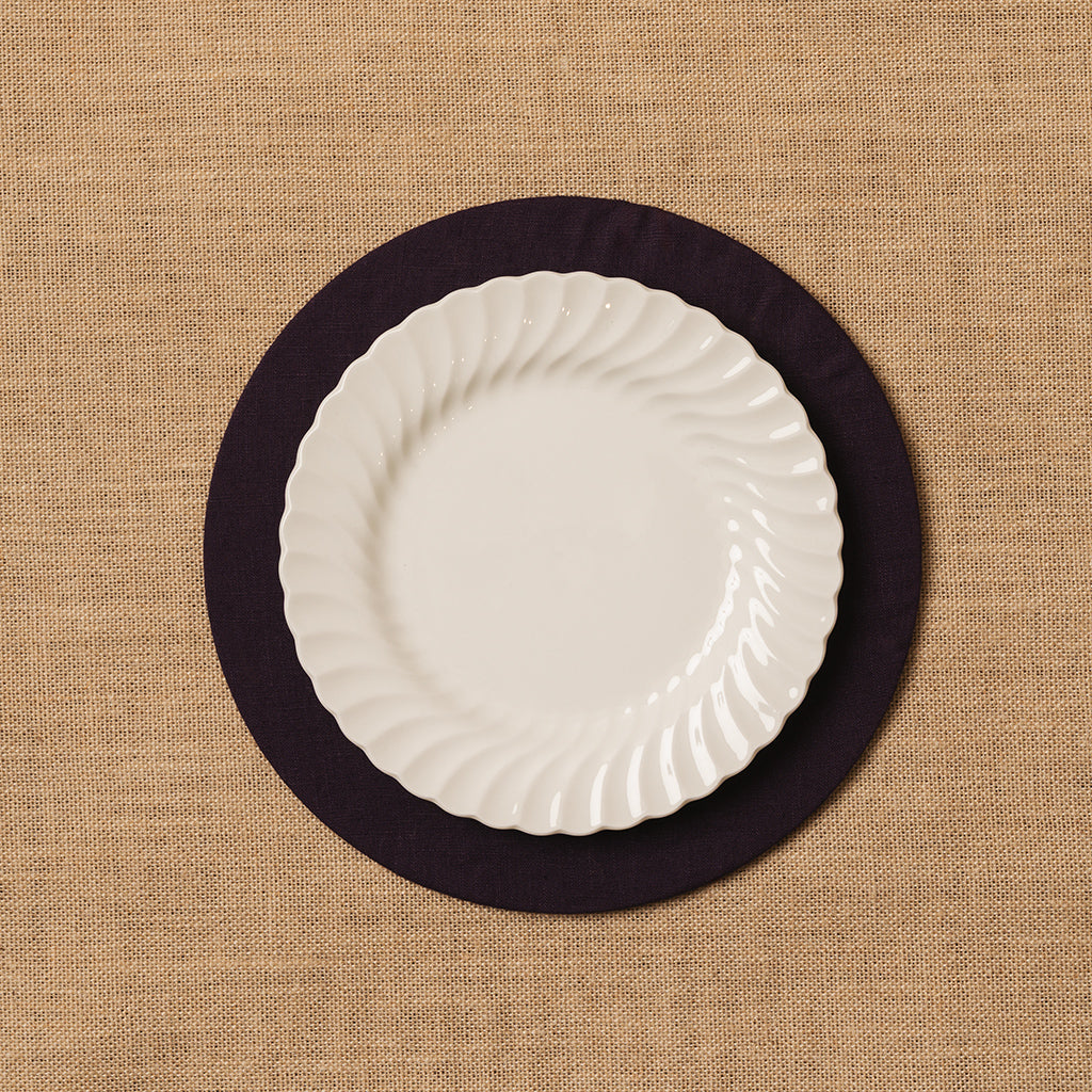 Funda bajo plato Lino mezclado morado + Base de madera