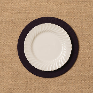Funda bajo plato Lino mezclado morado + Base de madera