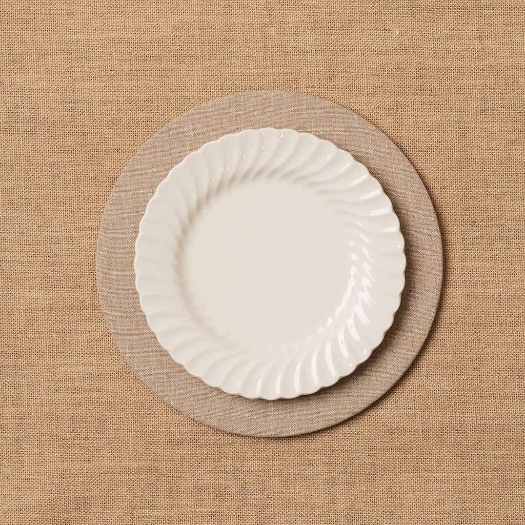 Funda bajo plato look lino + Base de madera