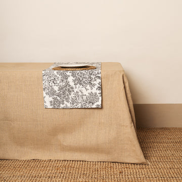 Camino de mesa tela Toile de Jouy Blanco-Negro