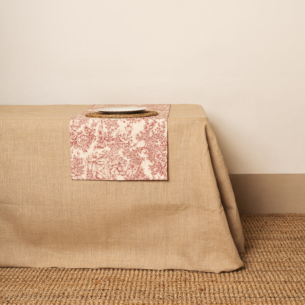 Camino de mesa tela Toile de Jouy Rojizo