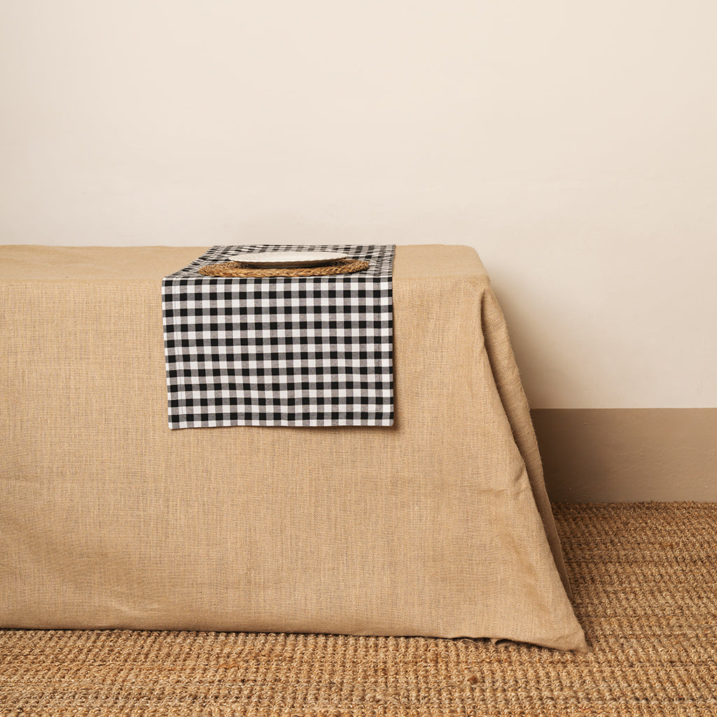 Camino de mesa Vichy cuadro Blanco-Negro