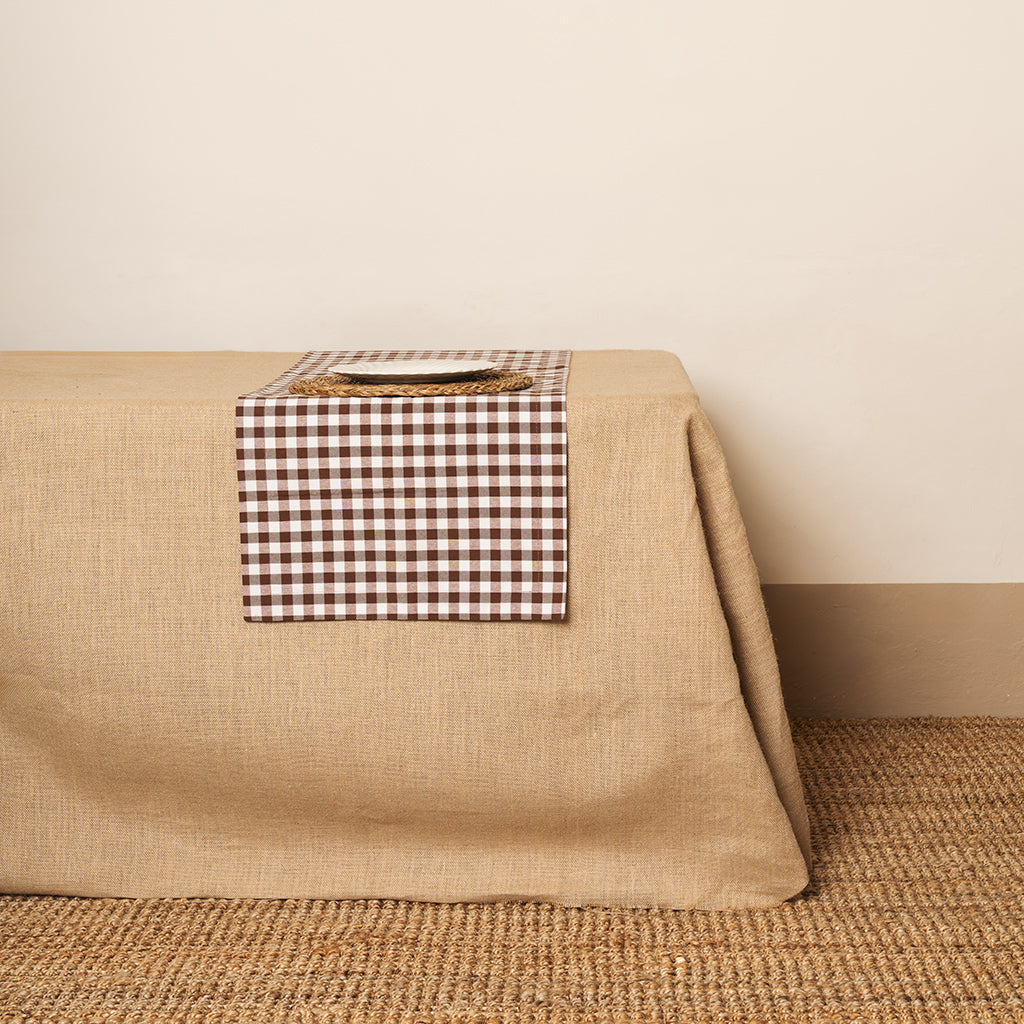 Camino de mesa Vichy cuadro Marrón