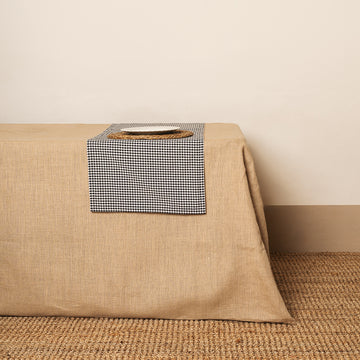 Camino de mesa Vichy cuadro pequeño Blanco-Negro