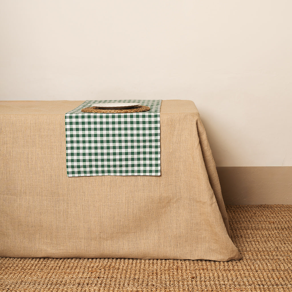 Camino de mesa Vichy cuadro Verde Botella