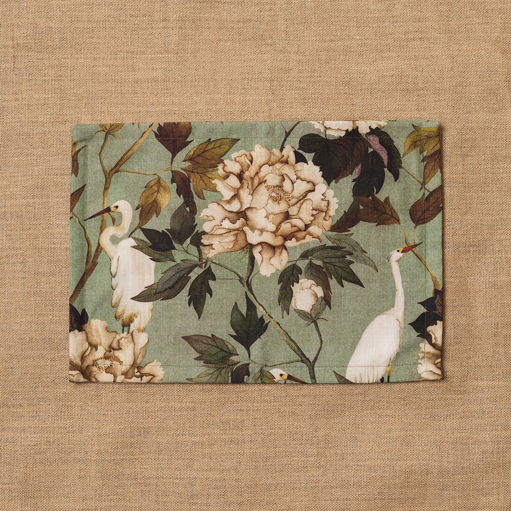 Individual Flores y aves Verde Mar