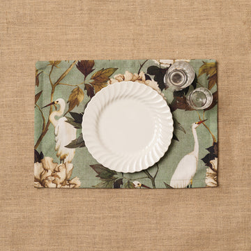 Individual Flores y aves Verde Mar