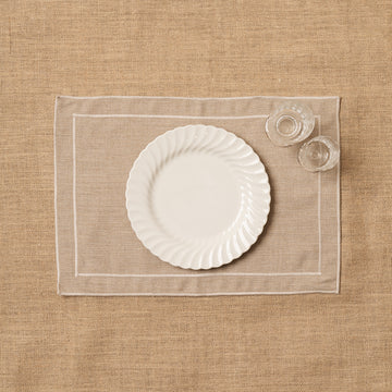 Individual look lino con festón Crema