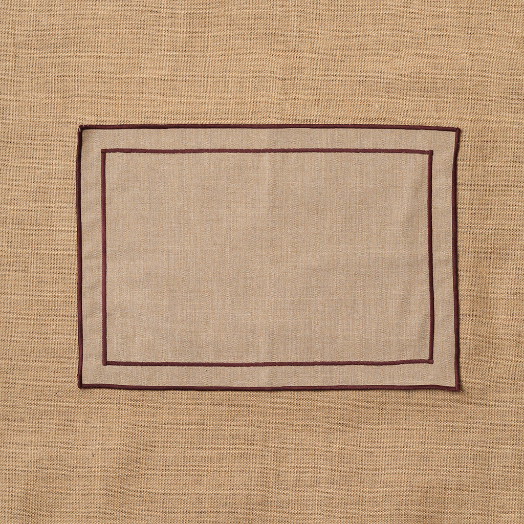 Individual look lino con festón Granate