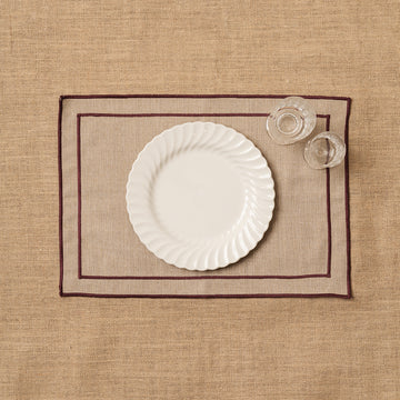 Individual look lino con festón Granate