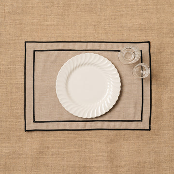 Individual look lino con festón Negro