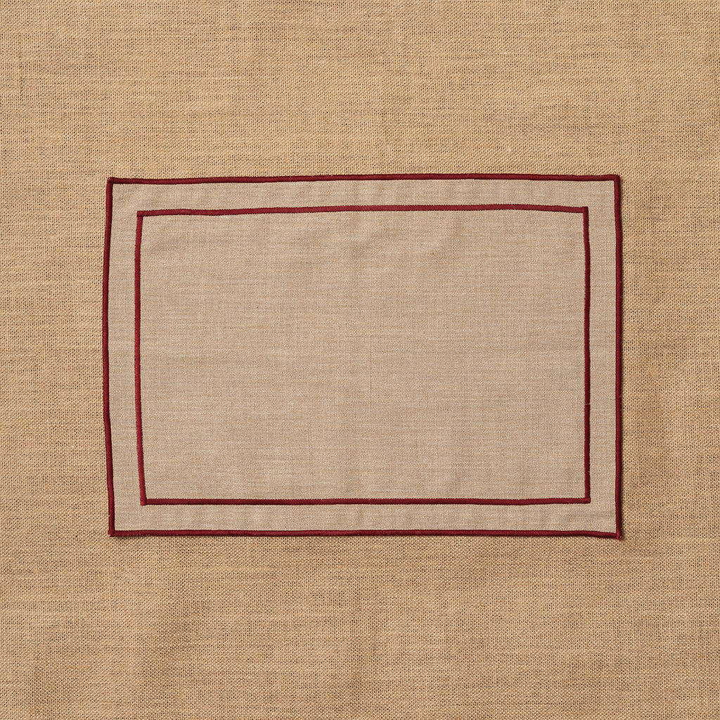 Individual look lino con festón Rojizo