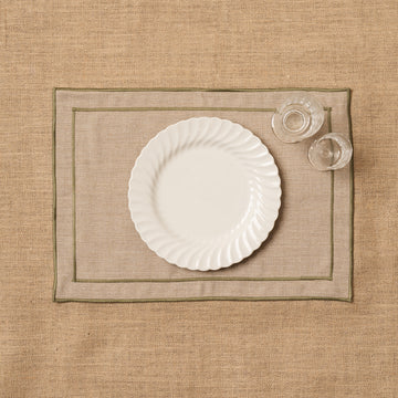 Individual look lino con festón Verde Militar