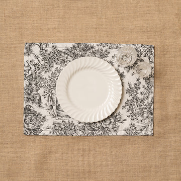 Individual Toile de Jouy Blanco-Negro