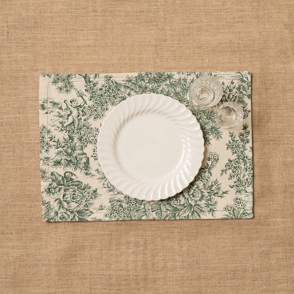 Individual Toile de Jouy Verde