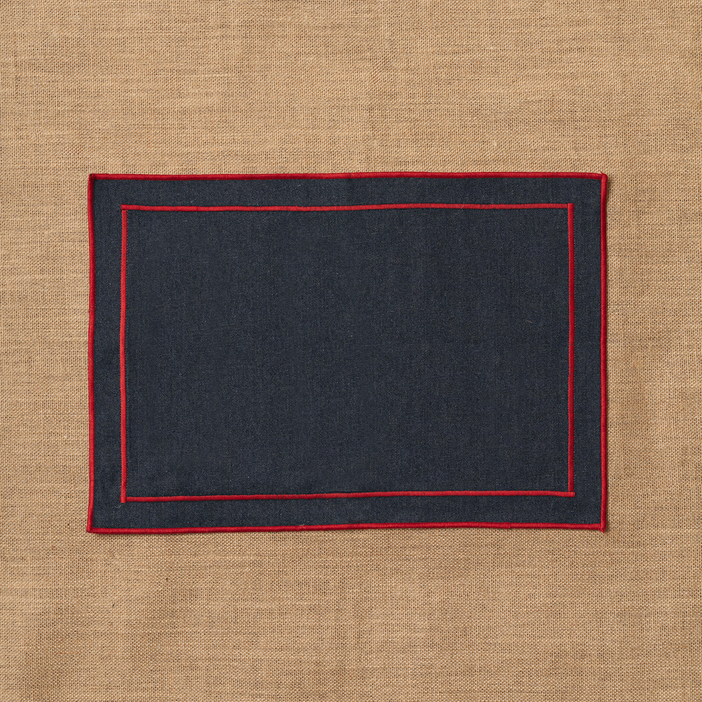 Individual vaquero con festón Rojo