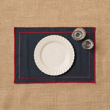 Individual vaquero con festón Rojo