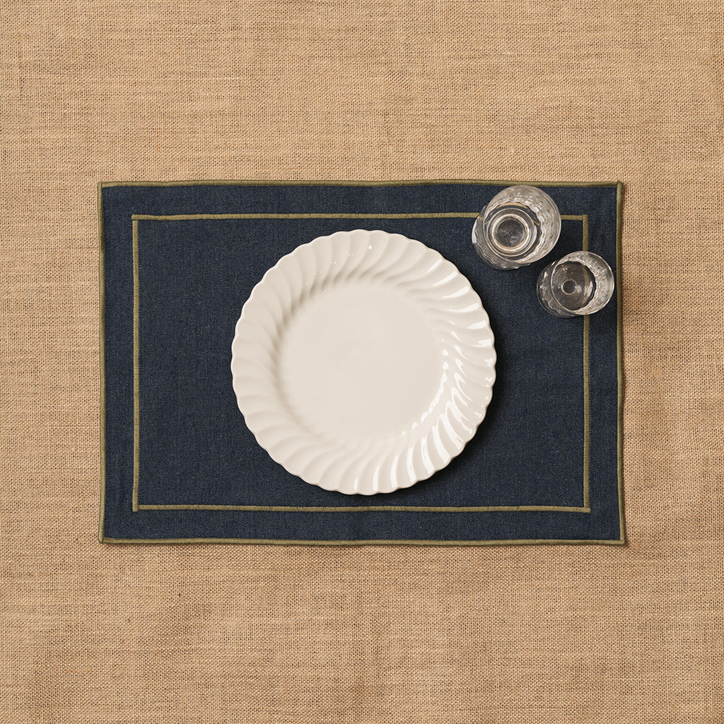 Individual vaquero con festón Verde Caqui