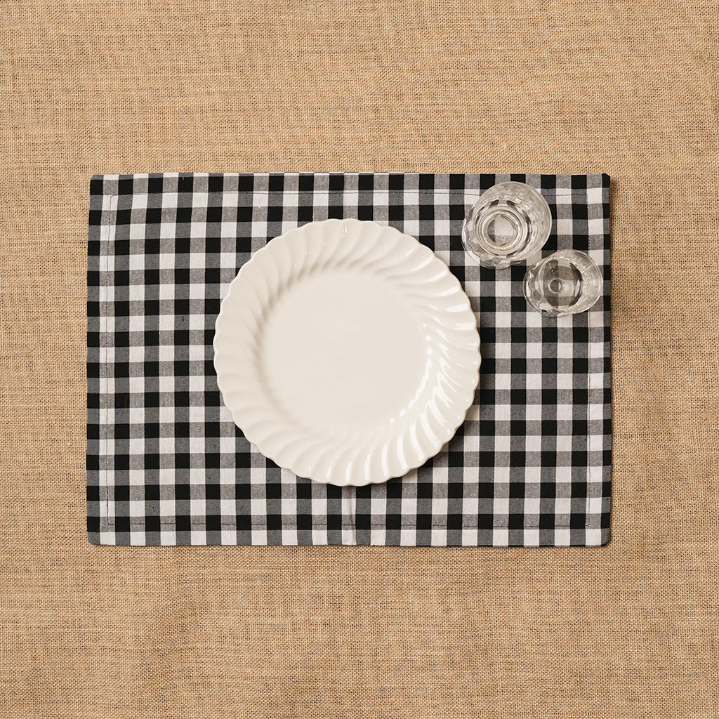 Individual Vichy cuadro Blanco-Negro