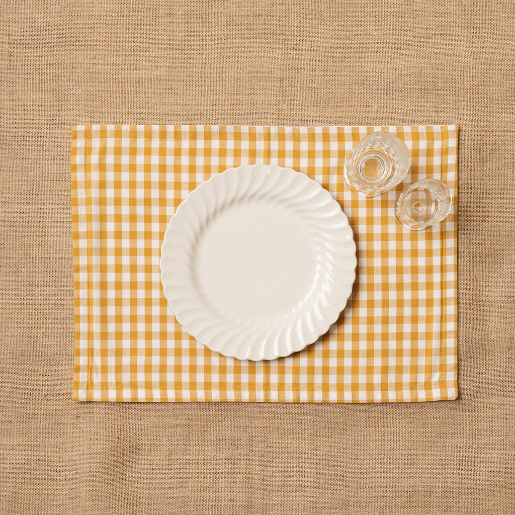 Individual Vichy cuadro Mostaza