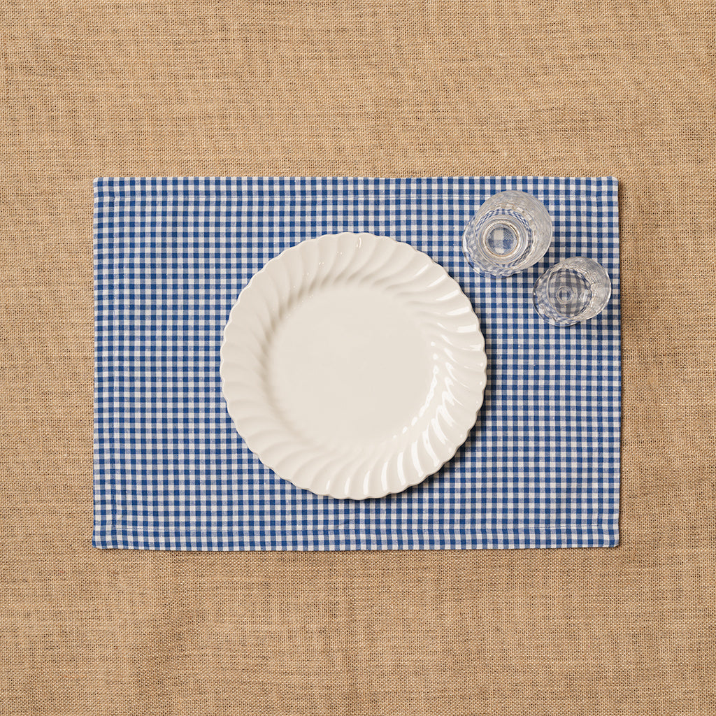 Individual Vichy cuadro pequeño Azulón