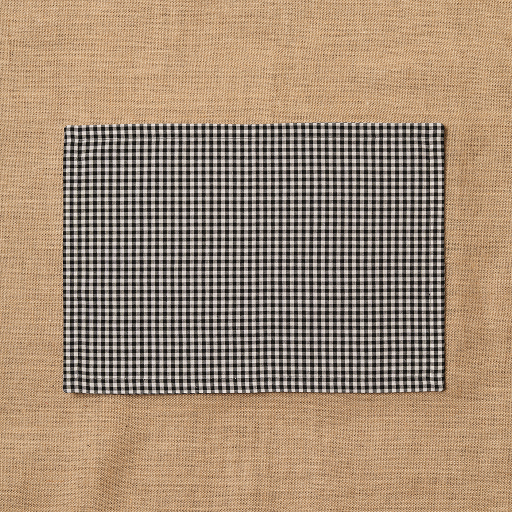 Individual Vichy cuadro pequeño Blanco-Negro