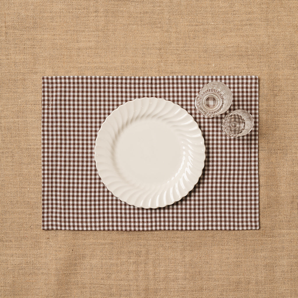 Individual Vichy cuadro pequeño Marrón