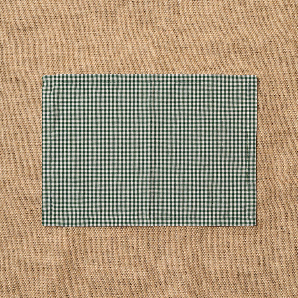 Individual Vichy cuadro pequeño Verde Botella