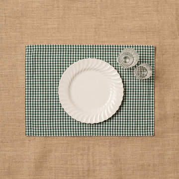 Individual Vichy cuadro pequeño Verde Botella