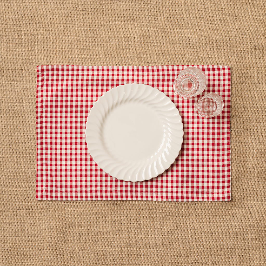 Individual Vichy cuadro Rojo