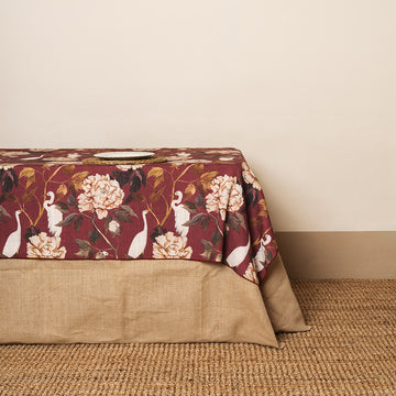 Mantel Flores y aves Granate
