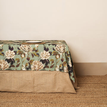 Mantel Flores y aves Verde mar