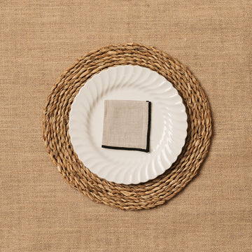 Servilleta de Cocktail Lino beige Ribete Negro