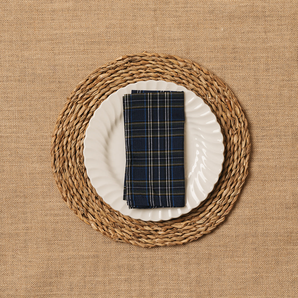 Servilleta Mesa Tela Escocesa Tartán azul