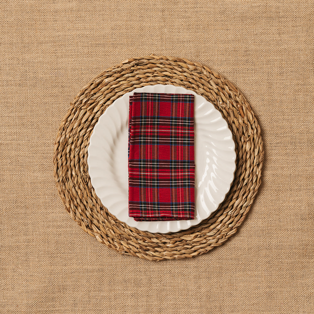 Servilleta Mesa Tela Escocesa Tartán rojo