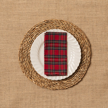 Servilleta Mesa Tela Escocesa Tartán rojo