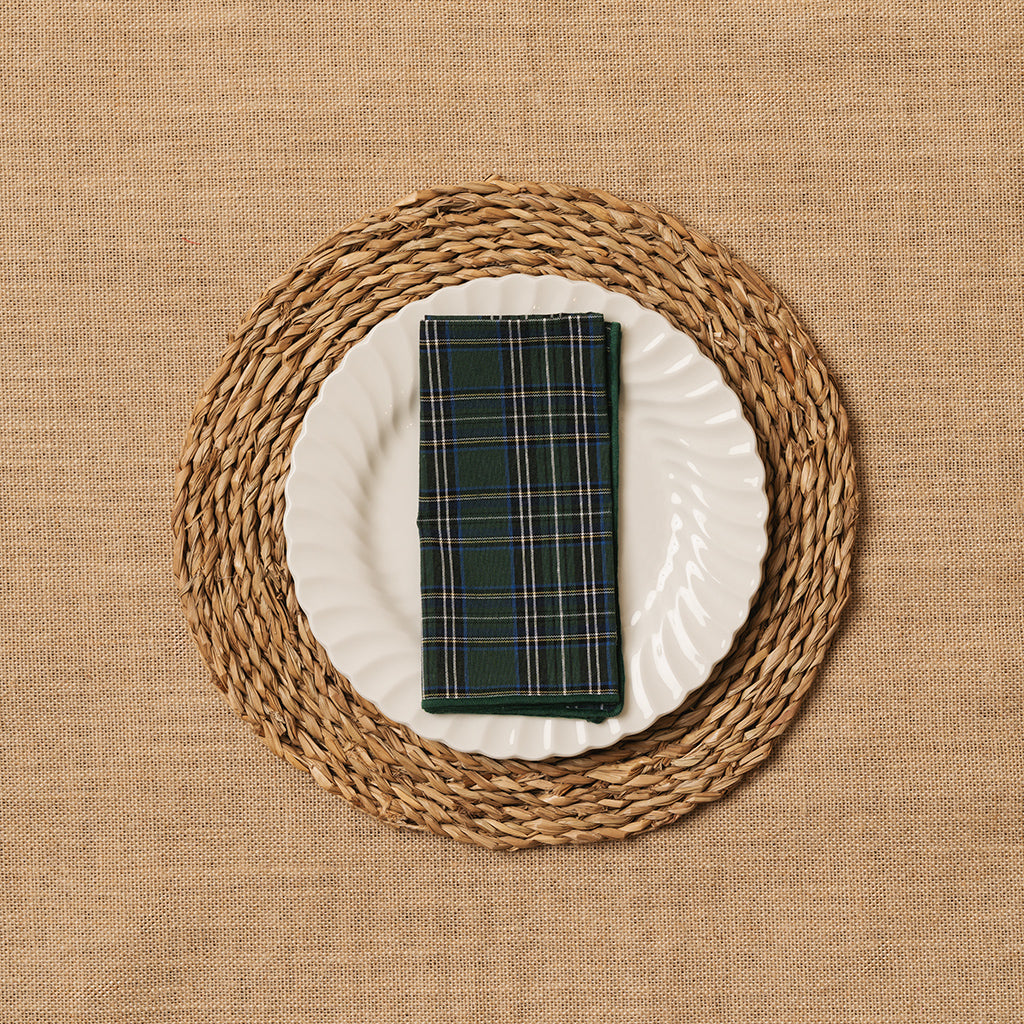 Servilleta Mesa Tela Escocesa Tartán verde