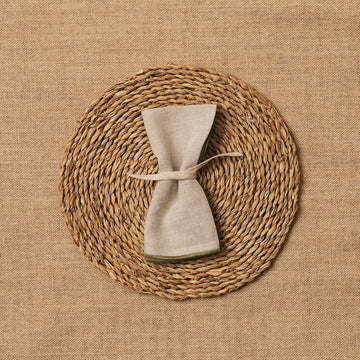 Servilleta Mesa Lino beige ribete Caqui