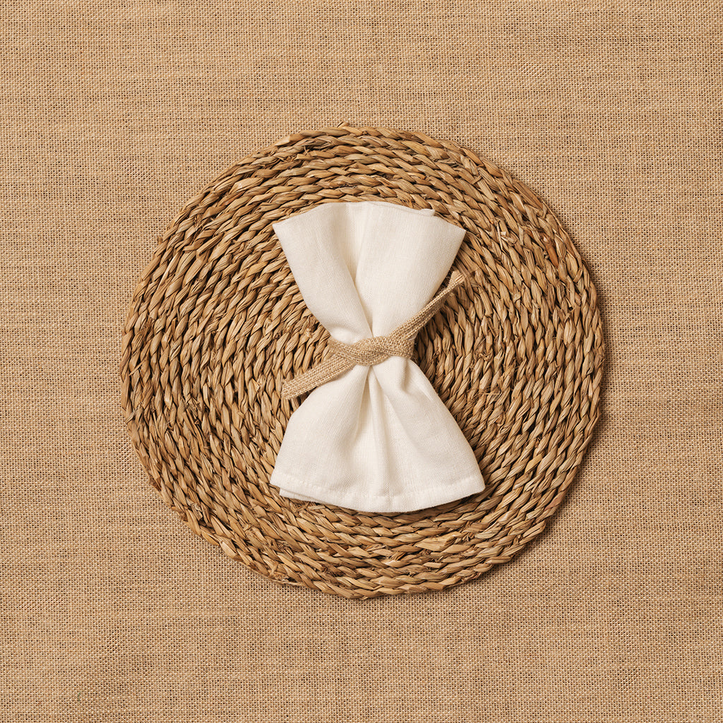 Servilleta Mesa 100% Lino Blanco-Crudo