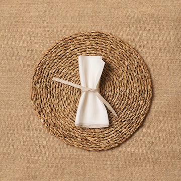 Servilleta Mesa Lino blanco ribete Beige