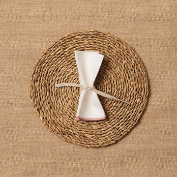 Servilleta Mesa Lino blanco ribete Rosa