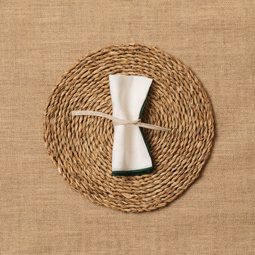 Servilleta Mesa Lino blanco ribete Verde Bosque