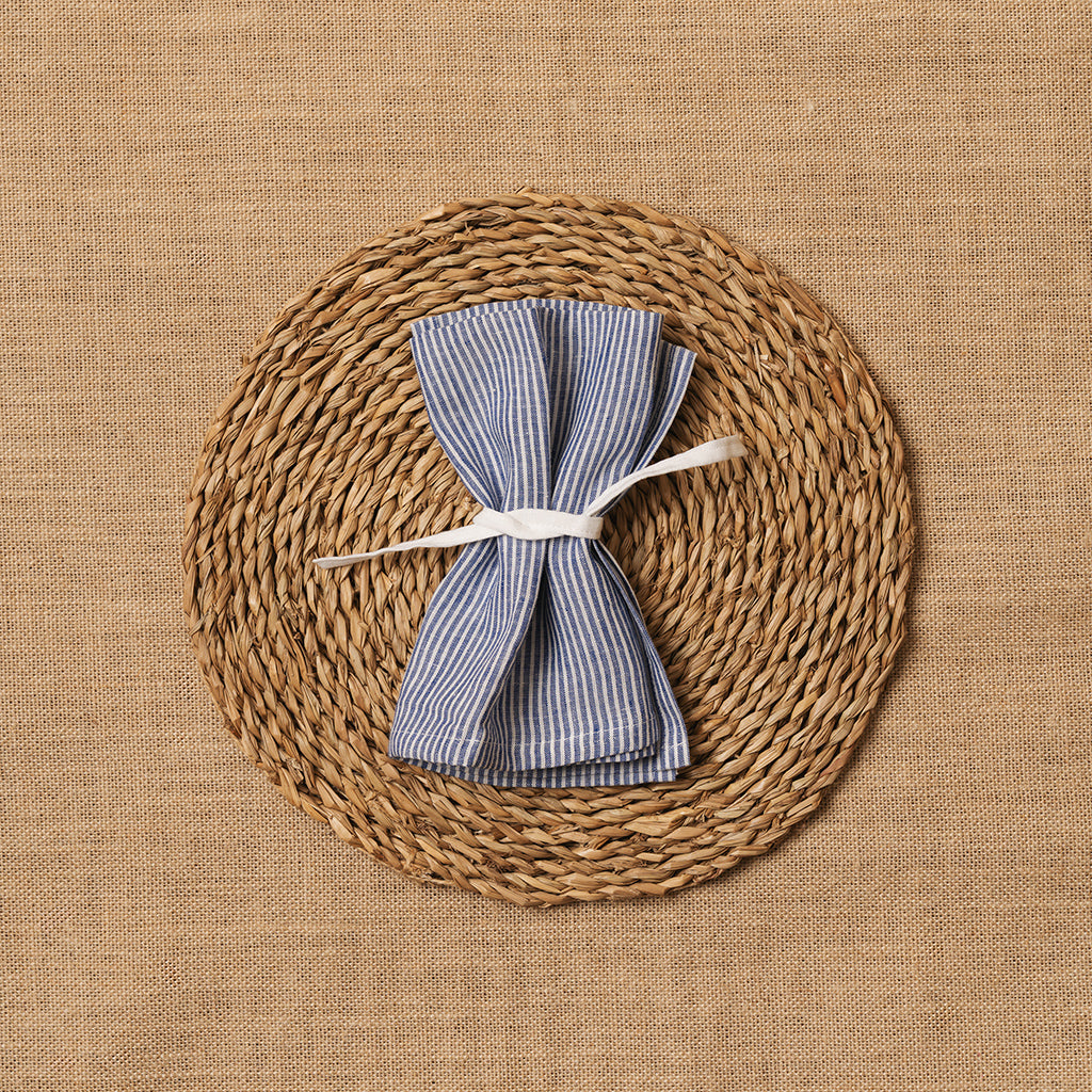 Servilleta Mesa Lino Milrayas Blanco-Azulón