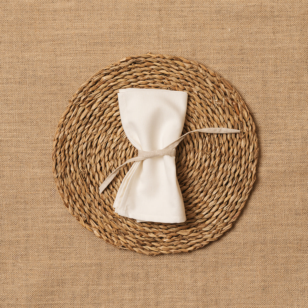 Servilleta Mesa Lino mezclado Blanco-Crudo
