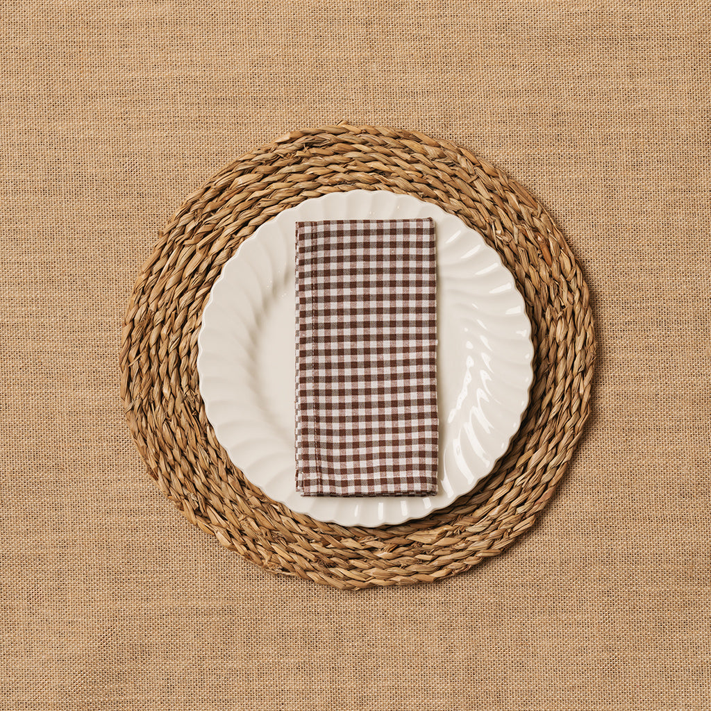 Servilleta Mesa Vichy cuadro pequeño Marrón